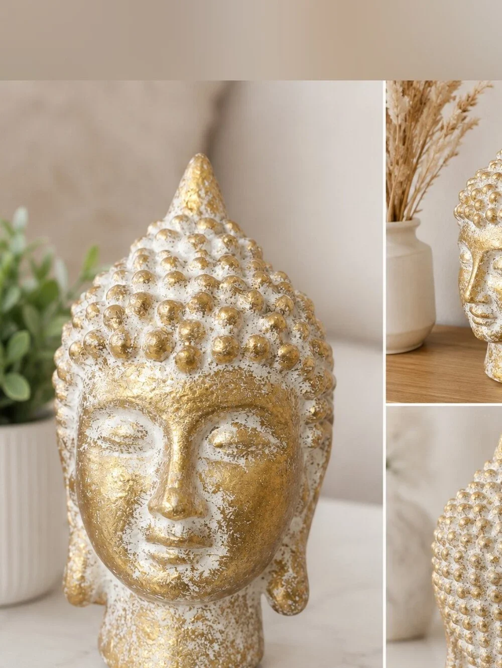 Gold & White Buddha Head Decorative Accent - Home Accents